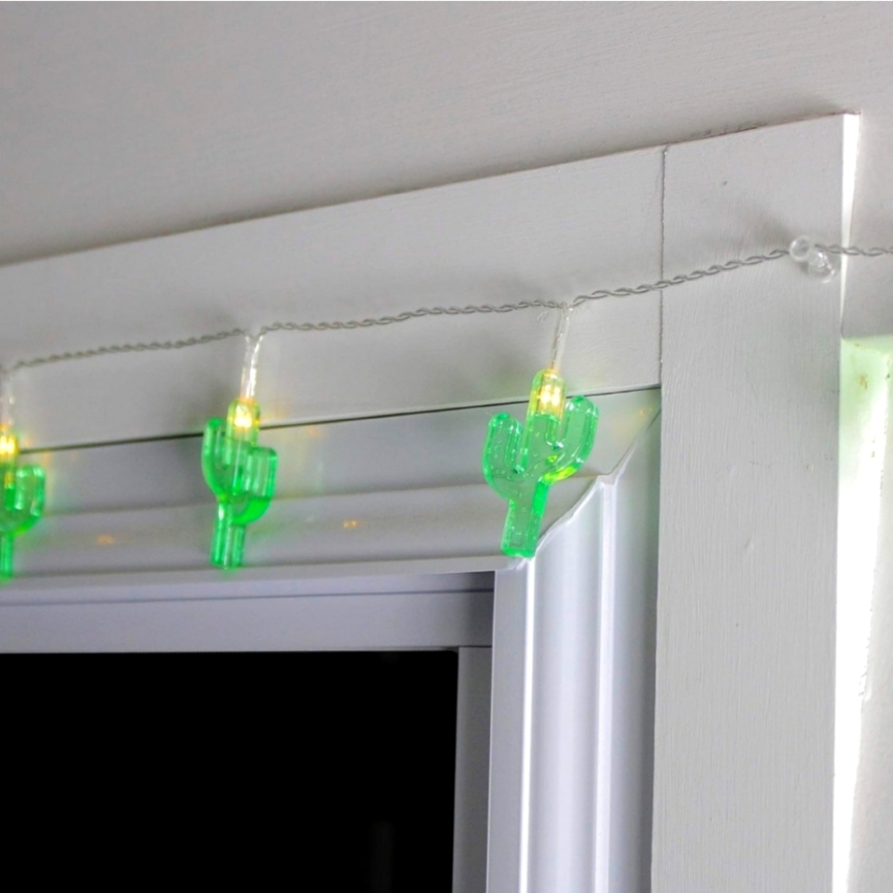 Garden Party Cactus and FlamingoLED String Light Set 10 Lights Clear Wire Indoor